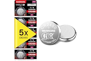 Warriors 5X CR2450-batterier, 3 V litiummyntbatterier | Barnbeständigt detaljhandelspaket för vågar, sensorer, LED-lampor, fjärrkontroller, bilnycklar och liten elektronik