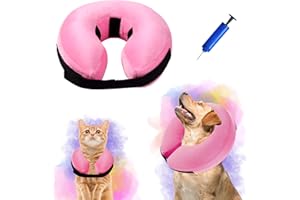RODARMA® Collar Isabelino Perro Inflable + Inflador | Collar Isabelino Gatos | Collarín Perros para no Rascarse Heridas Ajustable, Post operación. (Rosa, S)