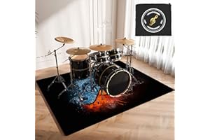 CDVR Tapis Batterie 120 x 80 cm Tapis De Tambour, Tapis insonorisant pour Batterie électronique, Tapis antidérapant, Tapis de Batterie Acoustique Tapis pour Tambour electronique - avec Sac Spécial