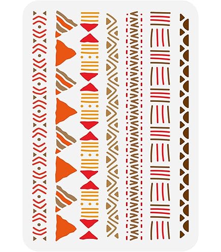 FINGERINSPIRE 9PCS Maya Culture Stencils For Painting With Brush 15x15cm Reusable Aztec Patterns Template Hollowed Maya Totem Stencil Plastic PET Bole Theme Template For Wall Floor Decoration - View #6