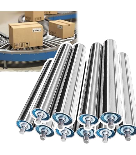 Set 10 Rulli Trasportatori In Acciaio Carbonio 25x300 Mm - Per Catene Di Montaggio, Nastri Trasportatori