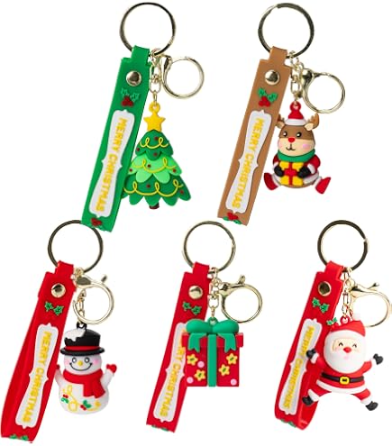 10 Porte-clés Noël Dessin Animé - Pendentifs PVC Pour Sac Téléphone Clés - Cadeau Festif Anniversaire Thanksgiving - 4