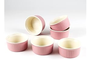 Hanseküche Lot de 6 ramequins à crème brûlée - De qualité supérieure - Passe au four - Petits bols en céramique pour la pâtisserie, mini plat à gratin