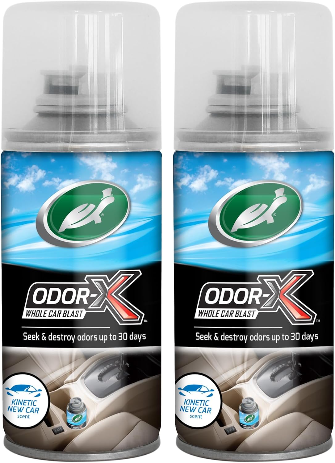 Turtle Wax Odor-X Whole Car Blast Car Air Freshener, New Car Scent, One-time Use Odour Eliminator, Removes Unwanted Smells Permanently, Car Fragrance Lasts up to 30 Days, 50ml, Pack of 2