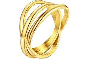 Supcare Anillos para Mujer Anillos Aros de Acero Inoxidable Anillos Tres Aros Enlazados Anillos de Dedo Antiestres Anillos de Compromiso Talla 47/49/52/54/57/59/62