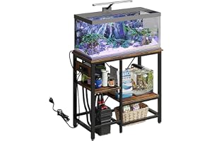 YSOAE Reptile Fish Tank Stand, 20-29-37 Gallon Aquarium Stand, 3-Tier Adjustable Storage Shelves, Metal Aquarium Stand with Filter Storage, 6-Leg Reptile Tank Stand, 78 x 35 x 77CM, 180KG Capacity