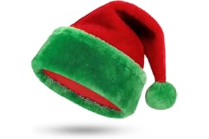 KONVINIT Gorro Navidad Adulto,Gorro navideño, Peluche de Lujo Gorro de Papá Noel Gorro Santa Claus Adornos Navidad Navideña - piel extra gruesa,rojo
