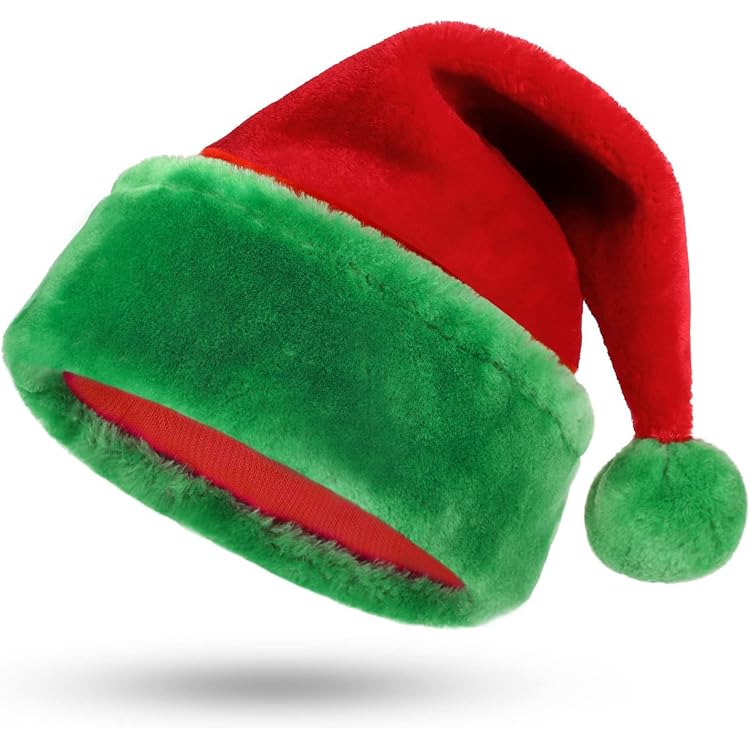 Bonnet De Père Noël En Peluche Vert Pour Adulte - Chaud, Souple, Pour Fête, Cosplay, Photo (Taille Unique) - 3