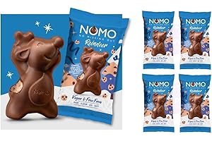 PVL TRADE Vegan Chocolate Reindeer by Nomo - Dairy Free - Gluten Free - Egg Free - Nuts Free - Pack of 4