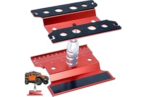 RCTHJIA RC Car Repair Work Stand Lift Lower Adjustable Workstation Aluminum 360 Degree Rotation for 1/8 1/10 1/12 RC Car Traxxas Slash TRX4 Arrma Axial SCX10 Losi Redcat Wltoys RC Crawler Monster Truck Buggy