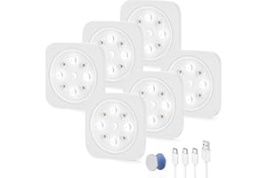 LROLTEF Luce LED Sottopensile Cucina - 6500K ricaricabile Luci con Sensore di Movimento - 1200mAh Luce Armadio Lampada Dimmerabile per Cucina Scale Soggiorno Camere da Letto | 6 Pezzi