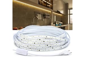 SUNBEYOND Taśma LED 4 m, 220 V 120 diod LED/m zewnętrzna wodoodporna, ciepła biała taśma świetlna, opaska na głowę 3200 K, oświetlenie domu, kuchnia, ogród, światło LED z przełącznikiem