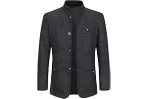 Allthemen Wintermantel Herren Kurzmantel Slim Fit Mantel mit Stehkragen Wolle Warm Wollmantel Business Freizeit