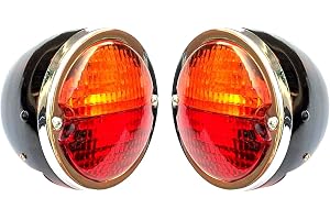 Bajato 2 x rund vintage traktor bakre baklykta ljus 12 v med registreringsskylt fönster med glödlampa – 11000803 (set med 2)