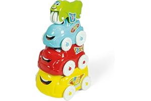 Baby Clementoni - Veicoli Attività, Macchinine per Bambini 10+ Mesi, Gioco Prima Infanzia Made in Italy, Play For Future, 4 Mezzi Impilabili per Sviluppare Coordinazione, Manualità e Creatività, 17111