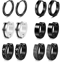 2 Paires Boucles D'Oreilles Plumes Acier Inoxydable - Noir Et Argent (Hypoallergéniques)