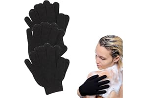ADMYGO 3 Paar Peelinghandschuh Peeling Handschuhe, Badehandschuhe Für Körper Und Gesicht Massage, Entferner, Reinigt Porentief Peeling Körper Badezubehör - Schwarz
