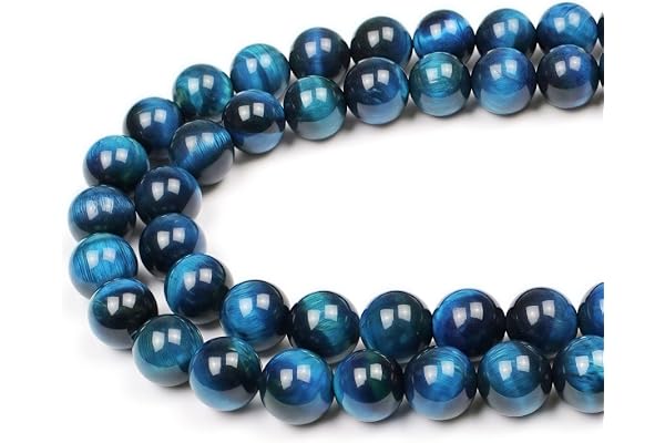 MJDCB 6mm 60 pièces Perle Pierre d'oeil de Tigre Bleu Ciel Naturelle Ronde en Vrac Perles Semi Precieuse pour Fabrication de Bijoux de Bracelets et de Colliers