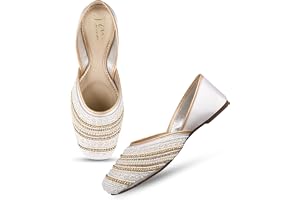 JM LOOKS Fashion Stylish Casual Comfortable Sole Handmade Pearl Mojari Ethnic Jutti Attractive Design For Womens & Girls