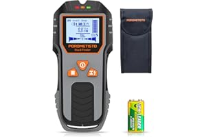 POROMETISTO Detector Cables y Tuberias 6 en 1,Profundidad Detección de 20 a 120 mm,Detecta Etales,Tuberías,Tubos de Cobre,Cables,Objetos,Materiales Magnéticos y No Magnéticos,para Profesionales y Bricolaje.