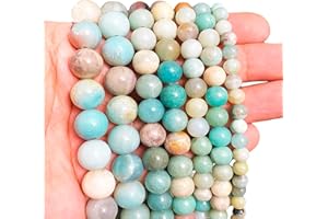 Only faith Cuentas redondas de piedras para hacer Pulseras joyas bisutería con agujero, Hebras Piedras preciosas para collares tiras sueltas (6 mm (125 Piezas), Amazonita)