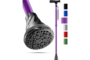 HoneyBull Canne de Marche en Aluminium pour Hommes et Femmes Pliable Réglable Robuste jusqu'à 113 Kilos Tout Terrain Anti Dérapant avec Sac de Voyage Aide à la Mobilité pour Personnes âgées