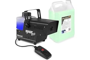 BeamZ RAGE600 Mini Fog Machine with Liquid, 5 Litres Including 600 Watt Fogger, Remote Control, Smoke Machine with 2L Tank, Fog Machine, Halloween Smoke Machine for Party, Wedding