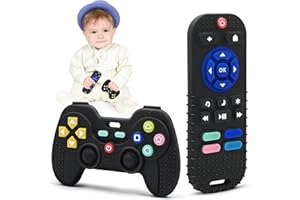 MAILESI Mordedor Bebe de 6-12 Meses, Juguetes para la Dentición para Bebes 3 6 9 12 Meses Regalo, Dentición Grado Alimenticio Silicona Juguetes Bebe Mordedor Refrigerante (Negro+Negro)