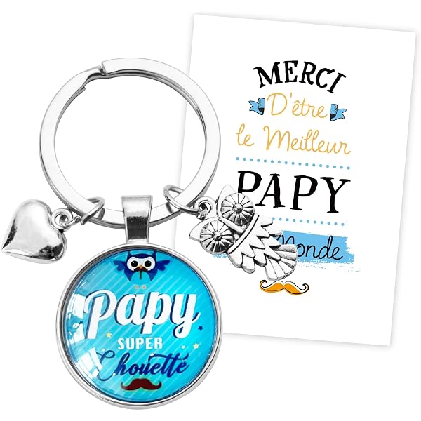 Kit Cadeau Papy – Porte-clé Cœur Hibou + Carte De Vœux + Enveloppe, Parfait Pour Grand-père ! - 4