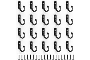 GEBAUM 20 Pièces Crochets Vintage, Mini Patère 24 x 17 mm avec 20 Vis, Matériau Alliage de Zinc, Crochet Noir Simple Vintage peut être Utilisé dans le Couloir, la Chambre et le Salon