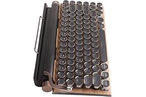 KIMISS Klawiatura do Pisania 83, Bezprzewodowe Klawisze Mechaniczne Bluetooth Vintage z metalową okrągłą nasadką w Kolorze Słojów Drewna (Kolor słojów drewna)