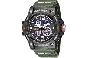 SMAEL Orologi Militari Uomo,Orologio Da Uomo Analogico E Digitale, Orologio Sportivo, Impermeabile Orologio LED Con Cronometro Digitale Orologio Luxury Casual Wristwatch