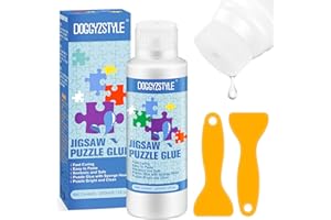 DOGGYZSTYLE 240ML Colla per puzzle aggiornata con applicatore, colla per puzzle speciale per mestiere solubile in acqua trasparente, non tossica e ad asciugatura rapida