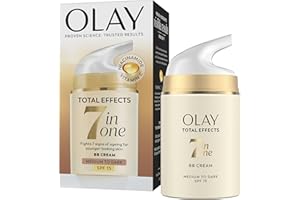 Olay Total Effects SPF15 BB Day Face Cream, Medium to Dark 7-in-1 Skin Care Moisturiser Foundation with Vitamin C & Niacinamide Hydration, Glow and Anti-Wrinkle, Nourishes and Protects in 1 Step, 50ml