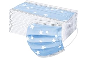 LULUJI Lulupi 20 Stück Erwachsene Einweg Mundschutz Multifunktionstuch Bedruckt Einmal Mundschutzmaske Bunt 3-lagig Mund Nasenschutz Sterne Motiv MNS Maske Tücher Halstuch Herren Damen