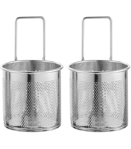 Anseom 2pcs Mikroperforiertes Edelstahl Nudelsieb Mit Griff, Multifunktionale Servierkorb
