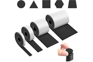 4 Rotoli Feltro Autoadesivo, ELEPRUC Feltrini Autoadesivi (100 cm * 10 cm + 100 cm * 5 cm + 100 cm * 2 cm + 100 cm* 1 cm), Feltrini Adesivi per Mobili, Nero