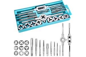 GXWCYI Gewindeschneidzeug-Satz/Gewindeschneider Set 20-Teilig M3-M12, für Metrische Innen- und Außengewinde, Gewindebohrer Set, Feingewindeschneider Set, Gewindebohrer & Schneideisen
