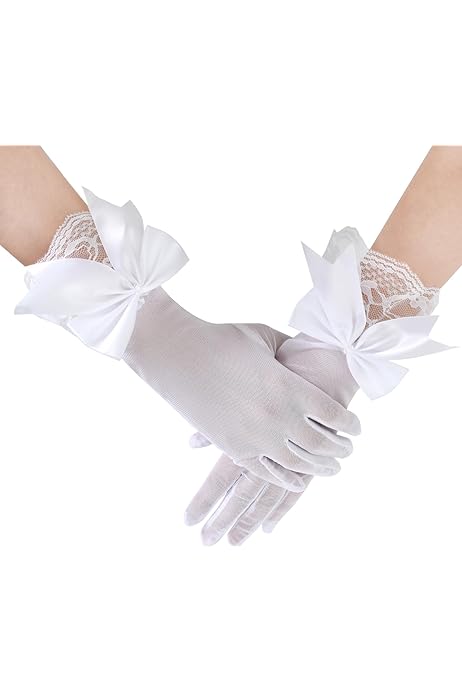 Guanti Corti Di Pizzo Donna 1 Paio - Eleganti Per Matrimoni E Feste - Foto 9