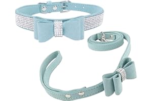 Newtensina Collier de chien de mode et laisse avec noeud papillon Laisse de collier de chiot de Bling avec l'arc pour le chien