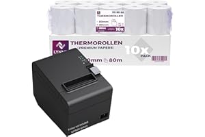 LYNNE PAYMENT SOLUTIONS Rotoli termici 80mm x 80m x 12mm per registratore di cassa fiscale - Rotolo di carta termica per stampante 80x80x12 BPA Free (10 rotoli)