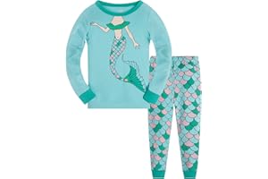 COLOBE Pigiama Ragazza Unicorno Sirena 100% Cotone Lungo Biancheria da Notte Vestiti Bambina Invernale Due Pezzi Impostato Natale Regalo per Bambini 1-12 Anni