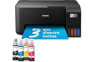 Imprimante sans fil EPSON EcoTank ET-2862 | Réservoirs d'encre haute capacité - Économisez jusqu'à 90% sur les coûts d'encre - Impression mobile, copie, numérisation - 3 ans d'encre inclus