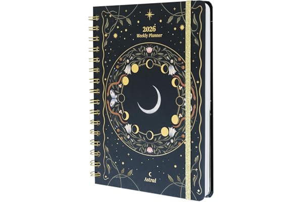 Grupo Erik Agenda 2026 Semana Vista A5 Astral - Agenda semanal Anual mujer Con Anillas - Incluye Pegatinas, Marcapáginas, Ilustraciones y Planificador mensual