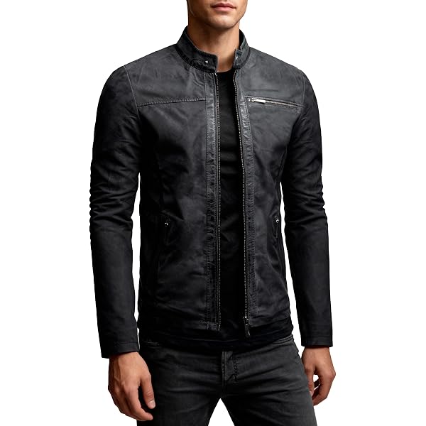 Ross & Cole Men's Leather Jacket Made of High-Quality Genuine Leather with  Faux Fur Collar and Quilting, Vintage Biker Jacket with 5 Pockets,  Transition Jacket for Men, Size 48-60, black : Amazon.de: