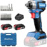 Dong Cheng 20V Brushless Impact Driver 165Nm, 2 Batteries | For Heavy Duty Screwing Work, Soft Start, Self Drilling, Hex 0.25