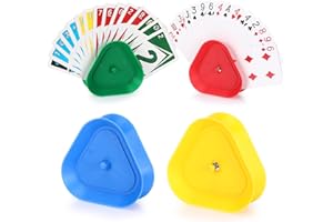 Sprifityy 4 Pièces Porte Carte Enfant, 4 Couleurs Triangulaire Support Carte à Jouer, Plastique Support Carte Adapté Aux Enfants, Adultes, Personnes Âgées pour Les Jeu de Cartes UNO Extreme