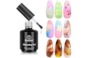 BEETLES GEL POLISH Beetles Nail Blooming Gel, 15ml Clear UV LED Blossom Gel Polish for Spreading Effect, Marble, Natural Stone, Watercolor, Floral Print Nail Art Design Manicure