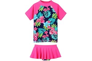 ZNYUNE Kids Girls UPF 50+ UV Sun Protection Rash Guard Swimsuit Long Sleeves Flower Summer Swimming Beach Costume
