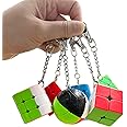 Yealvin Mini Speed Cube Set, Stickerless Puzzle Cube Bundle of 2x2 3x3 Trihedron Pyramid Cylinder and Magic Ball Cubes Keychain Mini Cube Bundle with Gift Box (6 Pack)